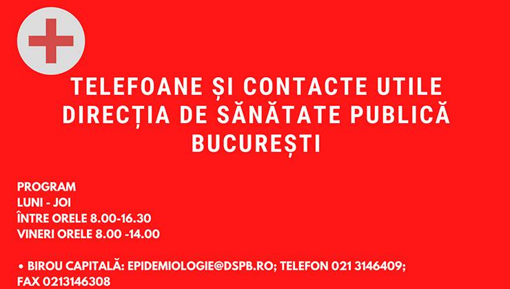 TELEFOANE SI CONTACTE UTILE DIRECȚIA DE SĂNĂTATE PUBLICĂ BUCUREȘTI