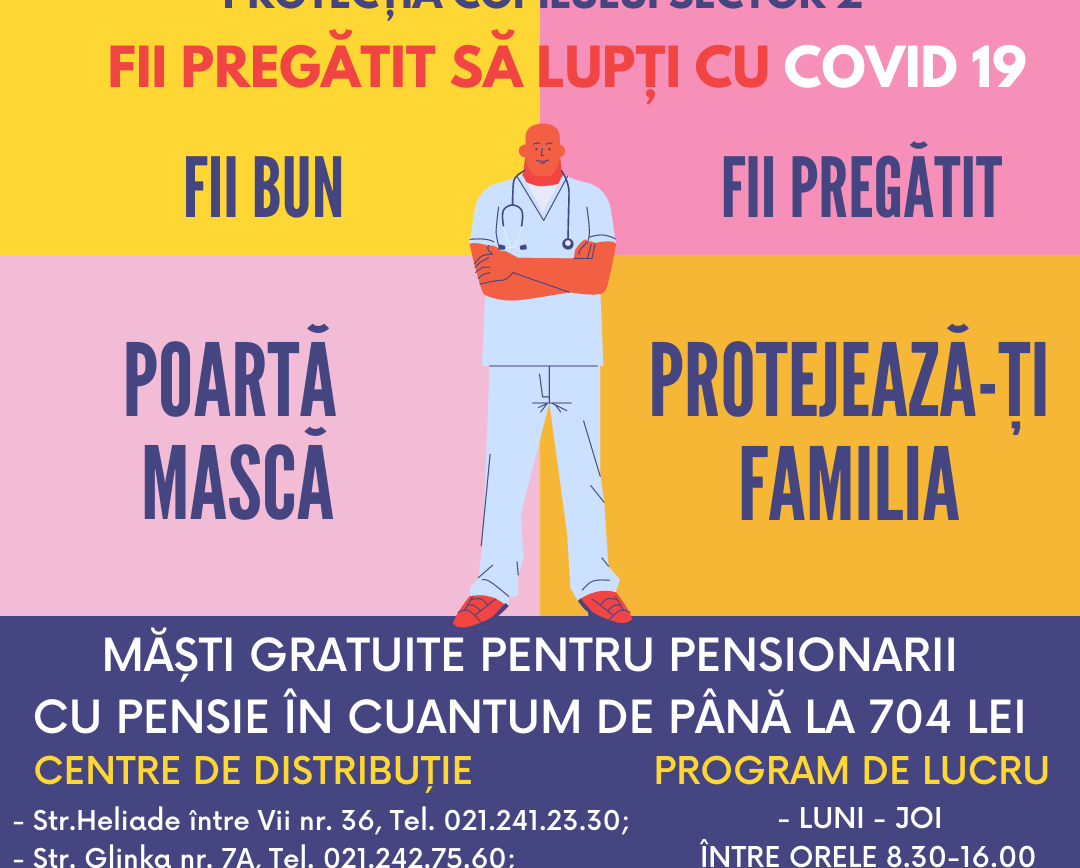 Măști gratuite pentru pensionarii sectorului 2!