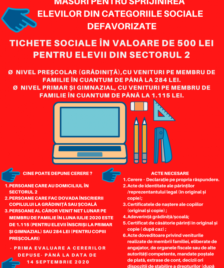 MĂSURI PENTRU SPRIJINIREA CATEGORIILOR DE ELEVI CEI MAI DEFAVORIZAŢI CARE BENEFICIAZĂ DE SPRIJIN EDUCAŢIONAL PE BAZĂ DE TICHETE SOCIALE