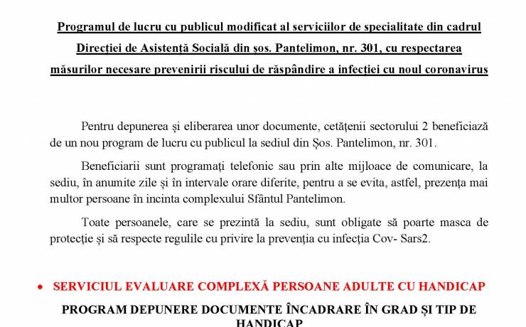 PROGRAM DE LUCRU CU CETĂȚENII !