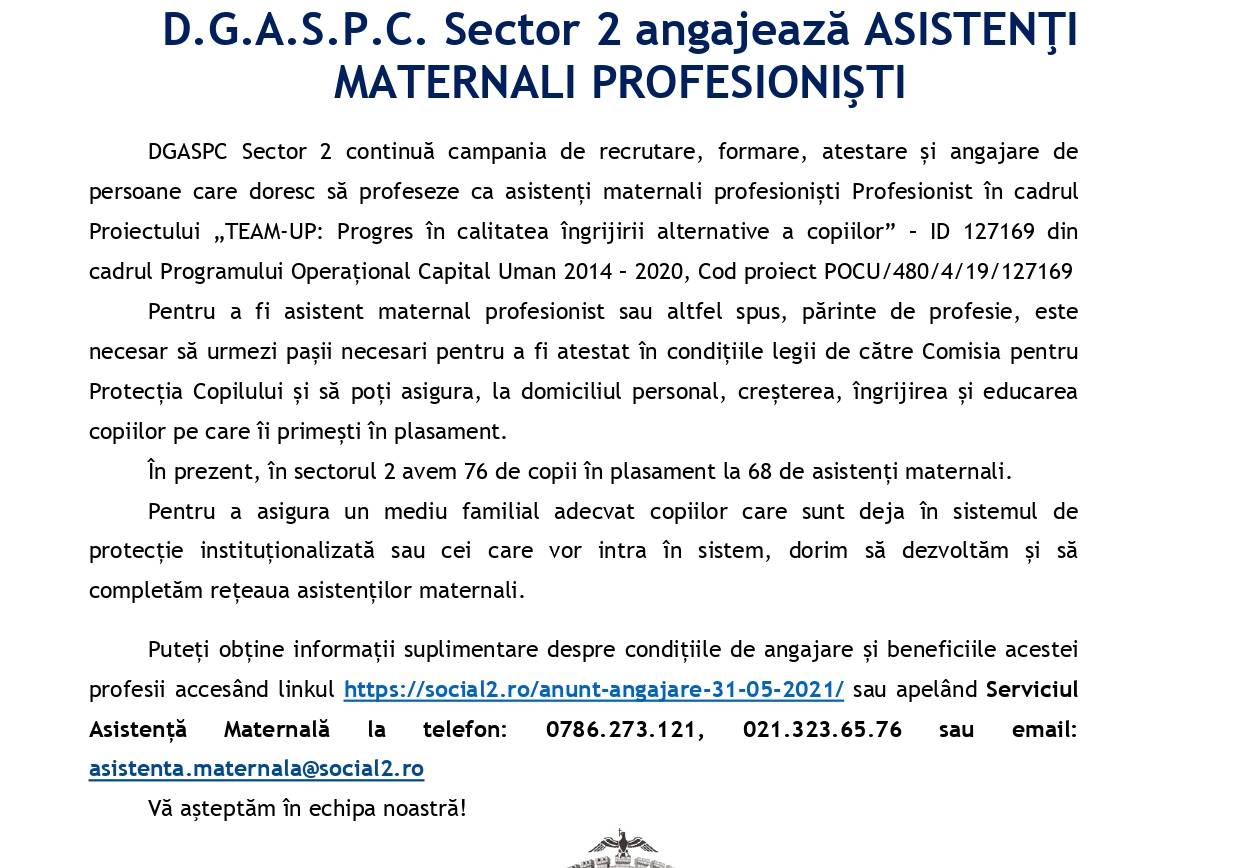 În atenția persoanelor care doresc sa devina ASISTENT MATERNAL PROFESIONIST