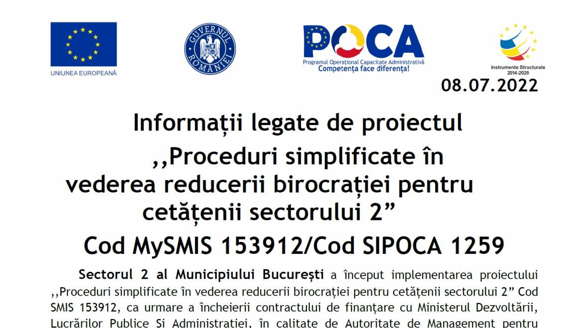 Proceduri simplificate în vederea reducerii birocrației pentru cetățenii sectorului 2